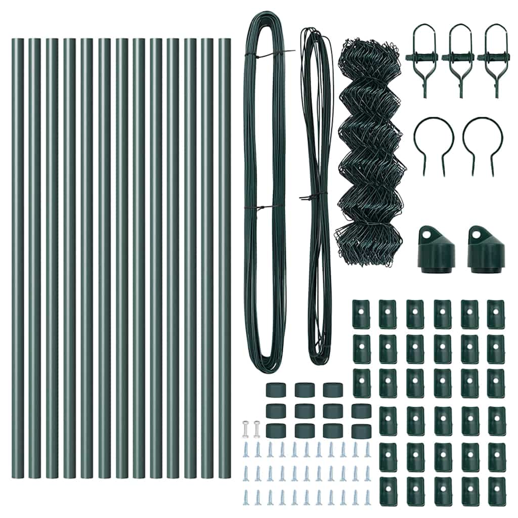 vidaXL Chainlink Fence Ground Fix 25 x 0.4 m PVC-Coated Steel Green 6