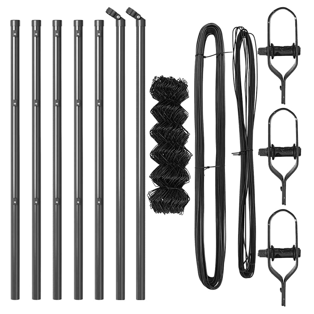 vidaXL Chainlink Fence Ground Fix 10 x 0.4 m PVC-Coated Steel Grey 5