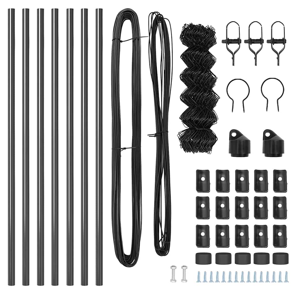 vidaXL Chainlink Fence Ground Fix 10 x 0.4 m PVC-Coated Steel Grey 6