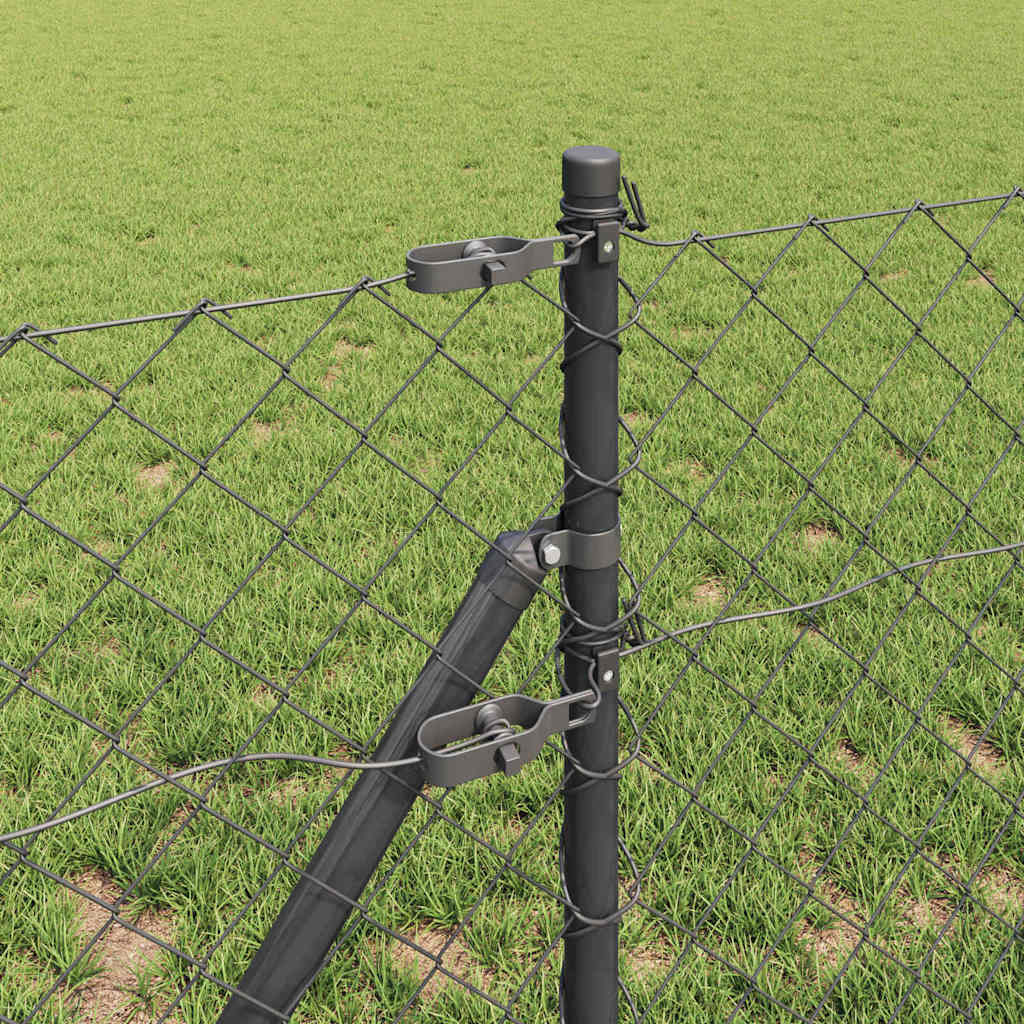 vidaXL Chainlink Fence Ground Fix 25 x 0.4 m PVC-Coated Steel Grey 4