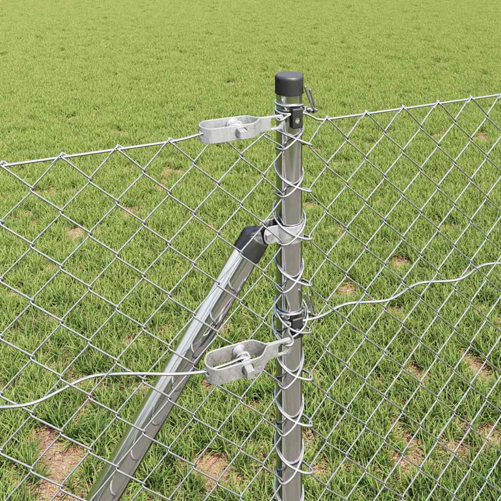 vidaXL Chainlink Fence Ground Fix 10 x 0.4 m Galvanised Steel Silver 4