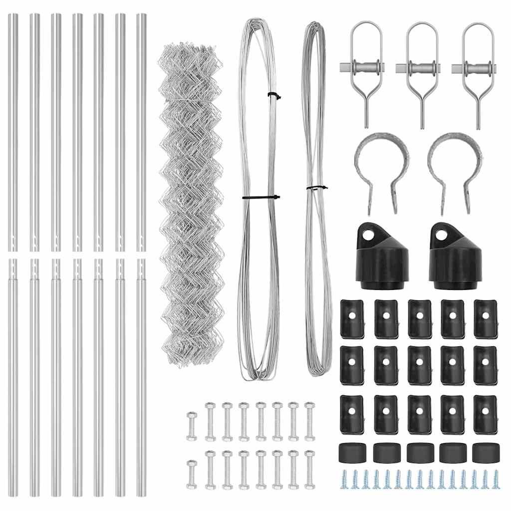 vidaXL Chainlink Fence Ground Fix 10 x 1 m Galvanised Steel Silver 6