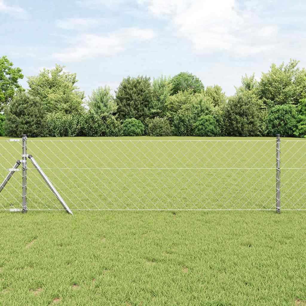 vidaXL Chainlink Fence Ground Fix 10 x 0.4 m Galvanised Steel Silver 1