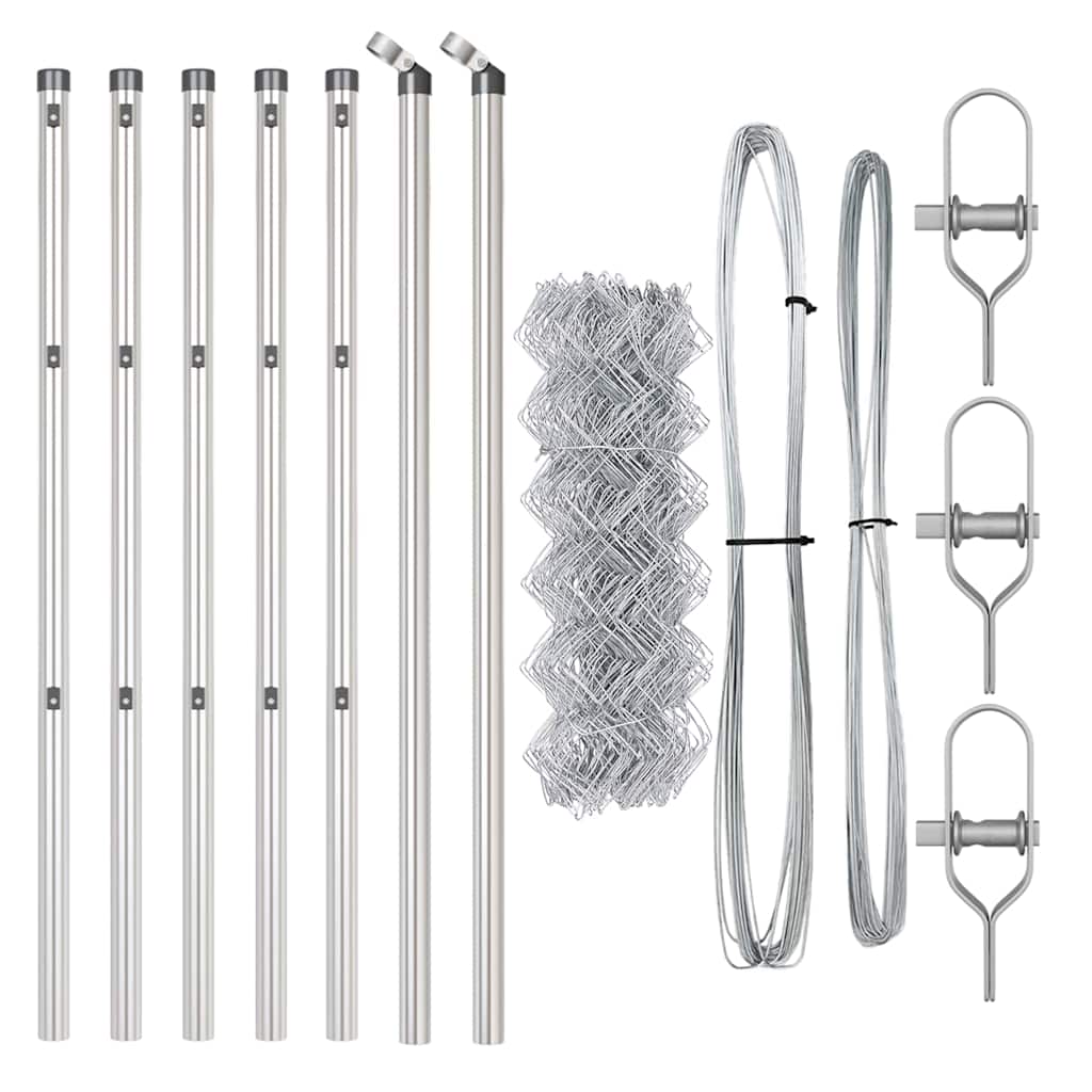 vidaXL Chainlink Fence Ground Fix 10 x 0.8 m Galvanised Steel Silver 5