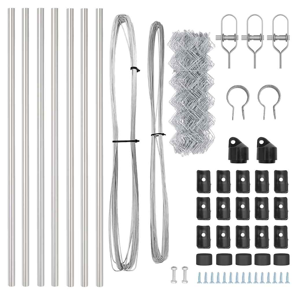vidaXL Chainlink Fence Ground Fix 10 x 0.8 m Galvanised Steel Silver 6