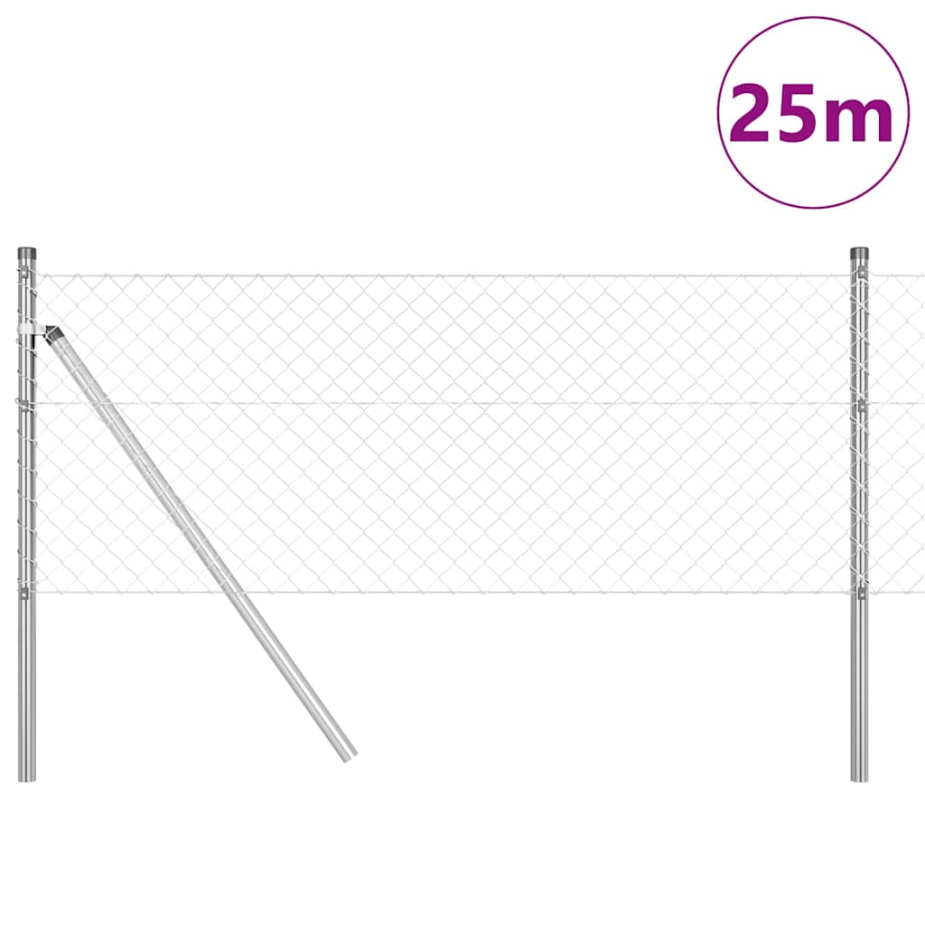 vidaXL Chainlink Fence Ground Fix 25 x 0.4 m Galvanised Steel Silver 3