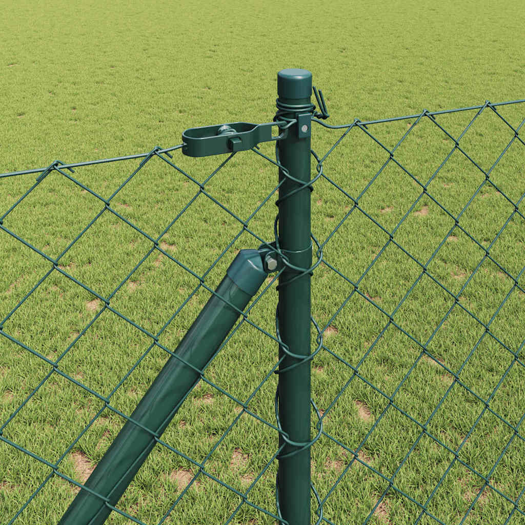 Chainlink Fence with Spikes 10 x 1 m PVC-Coated Steel mesh Size 60 x 60 mm mesh Spike Anchor Fix Green 1.4 m
