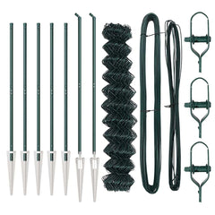 Chainlink Fence with Spikes 10 x 1 m PVC-Coated Steel mesh Size 60 x 60 mm mesh Spike Anchor Fix Green 1.4 m