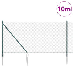 Chainlink Fence with Spikes 10 x 1 m PVC-Coated Steel mesh Size 60 x 60 mm mesh Spike Anchor Fix Green 1.4 m