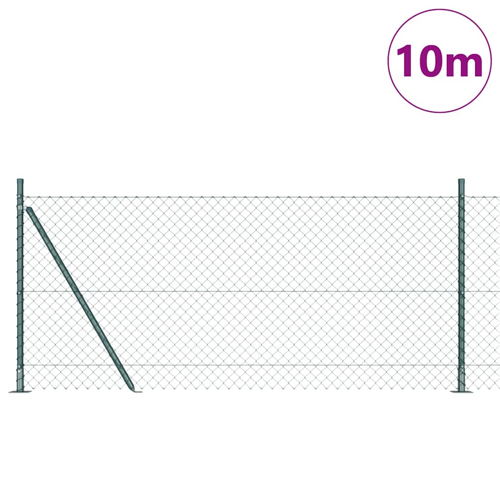 vidaXL Chainlink Fence with Concrete Base 10 x 1 m PVC-Coated Steel 2