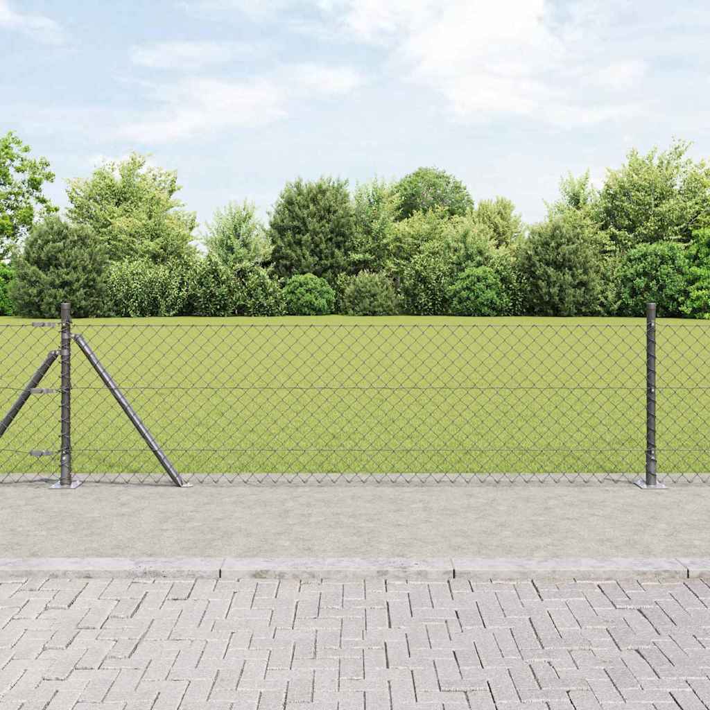 vidaXL Chainlink Fence with Concrete Base 10 x 0.4 m PVC-Coated Steel 1