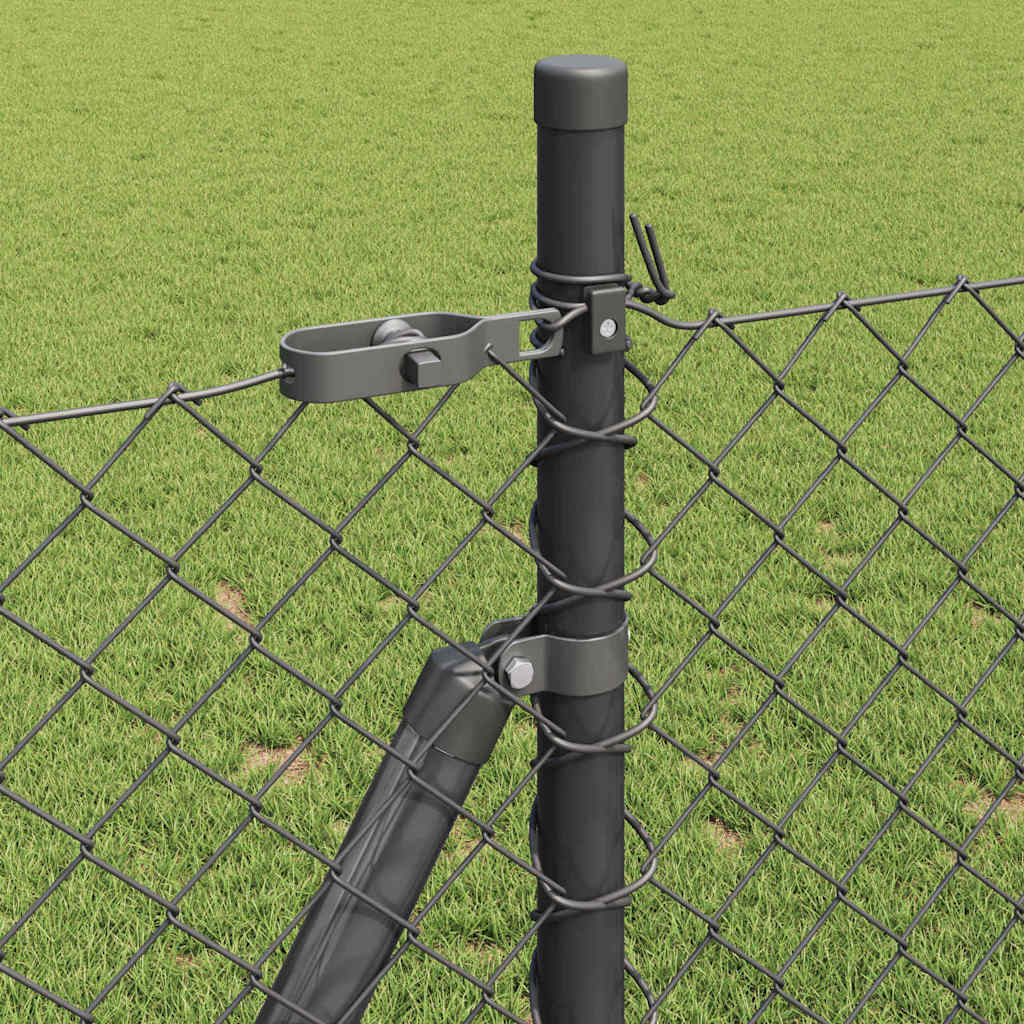 vidaXL Chainlink Fence with Concrete Base 10 x 1 m PVC-Coated Steel 5