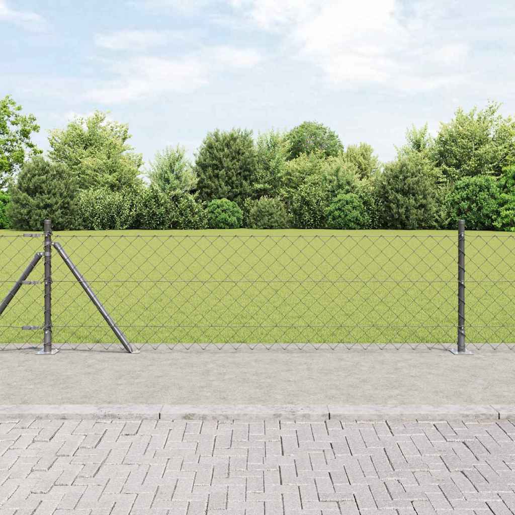 vidaXL Chainlink Fence with Concrete Base 10 x 0.4 m PVC-Coated Steel 1