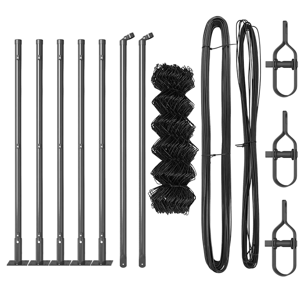 vidaXL Chainlink Fence with Concrete Base 10 x 0.4 m PVC-Coated Steel 6
