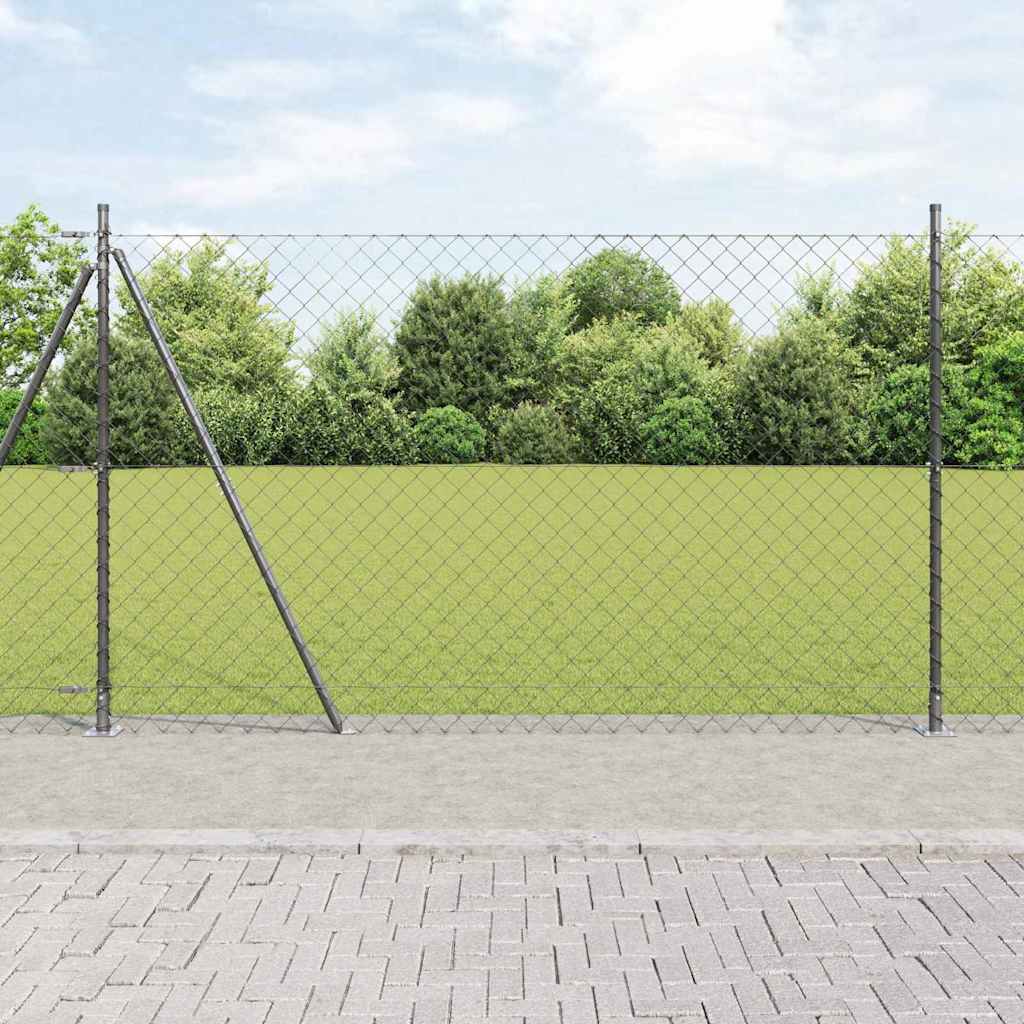 Chainlink Fence Concrete Base PVC-Coated Steel mesh Size Fix Grey