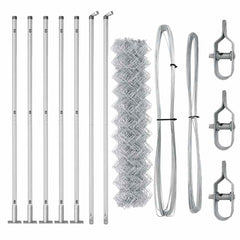 vidaXL Chainlink Fence with Concrete Base 10 x 1 m Galvanised Steel 6