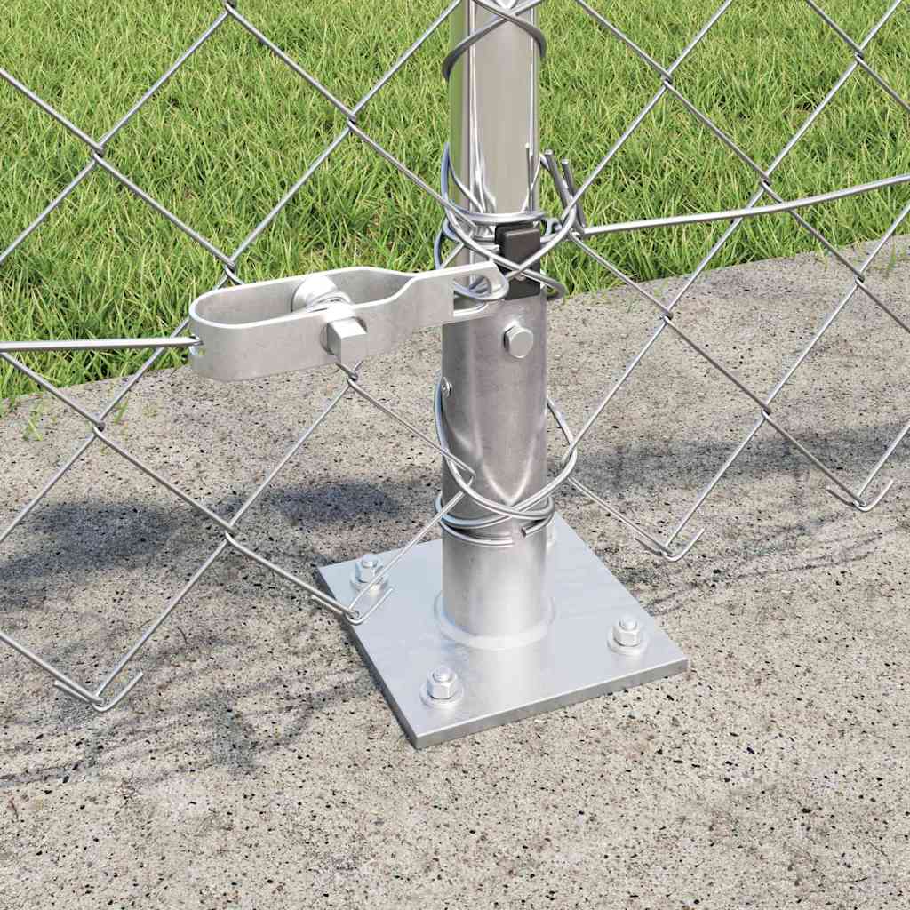 vidaXL Chainlink Fence with Concrete Base 10 x 0.4 m Galvanised Steel 4