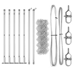 vidaXL Chainlink Fence with Concrete Base 10 x 0.4 m Galvanised Steel 6