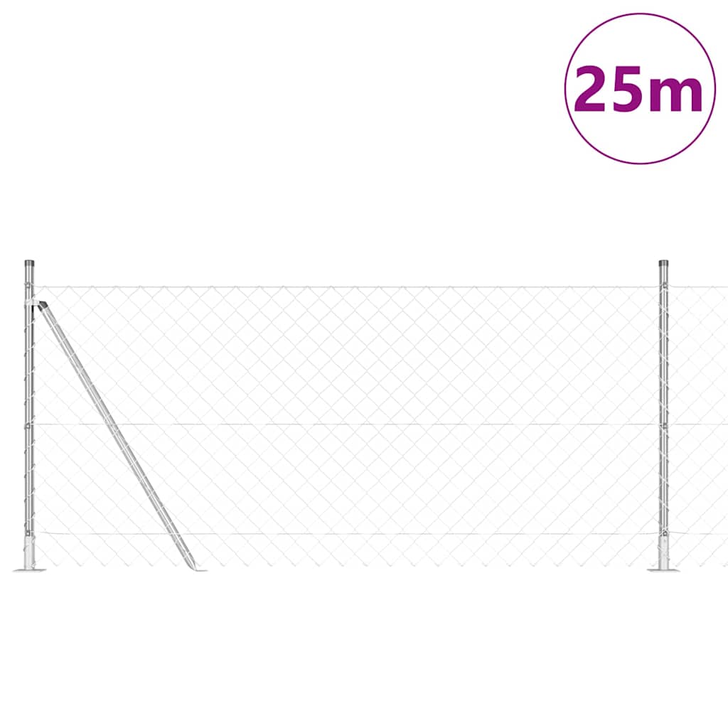 Chainlink Fence with Concrete Base 25 x 1 m PVC-Coated Steel mesh Size 40 x 40 mm mesh Concrete Base Fix Galvanised steel 0.8 m
