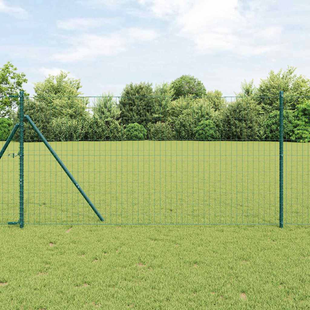 vidaXL Euro Fence Ground Fix 10 x 1 m PVC-Coated Steel Green Mesh 1