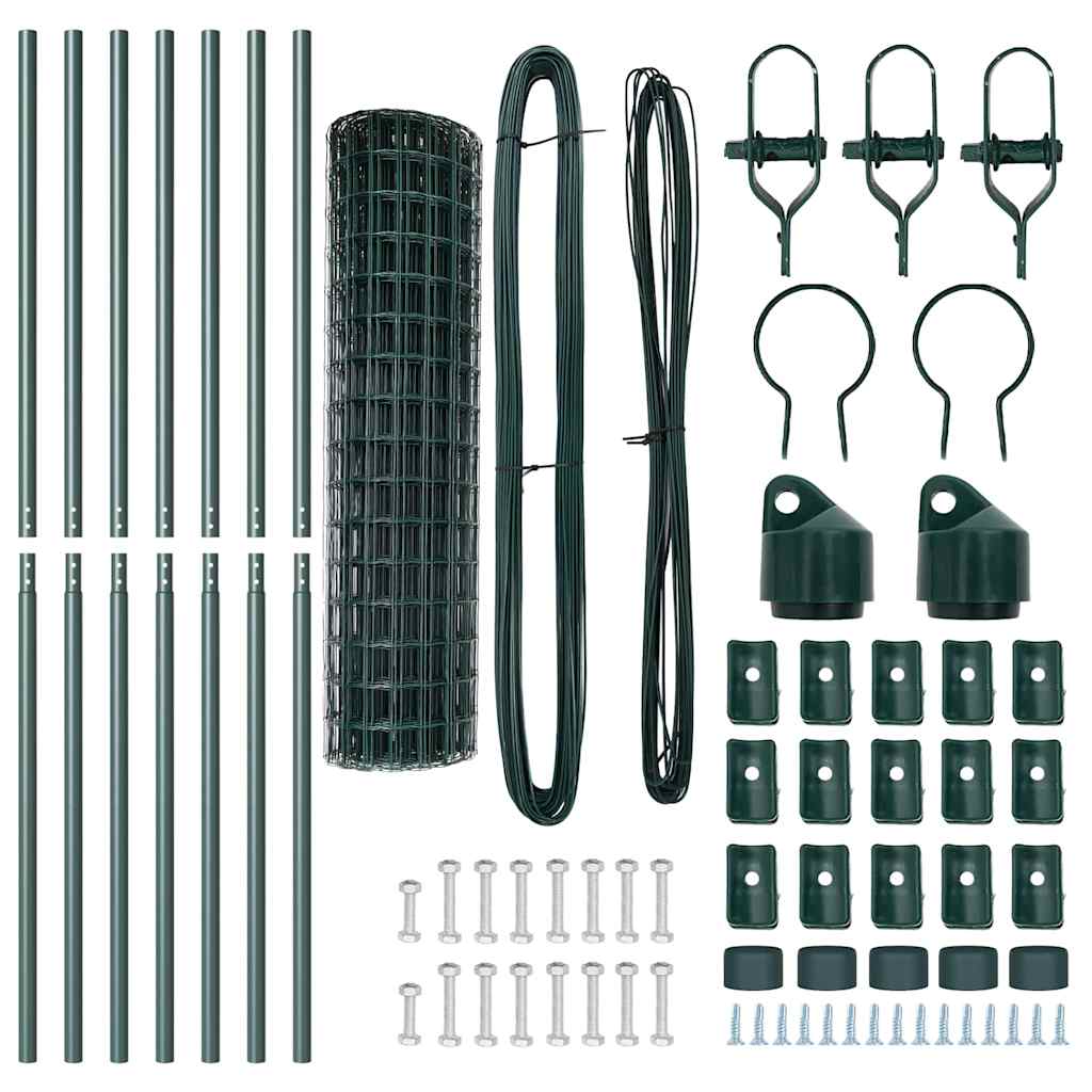 vidaXL Euro Fence Ground Fix 10 x 1 m PVC-Coated Steel Green Mesh 6