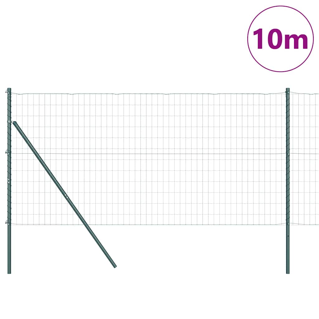 vidaXL Euro Fence Ground Fix 10 x 1 m PVC-Coated Steel Green Mesh 3