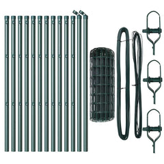 vidaXL Euro Fence Ground Fix 25 x 0.4 m PVC-Coated Steel Green Mesh 5