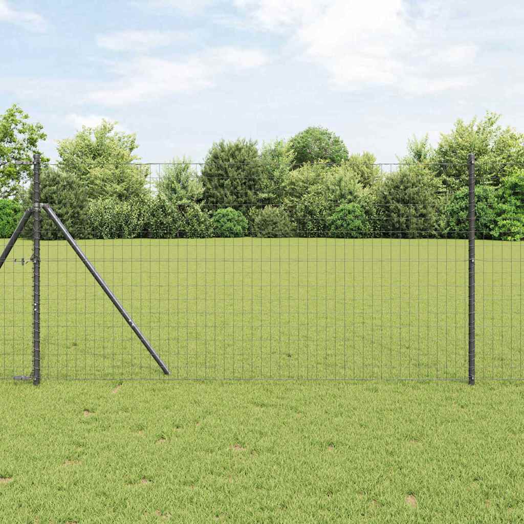 vidaXL Euro Fence Ground Fix 10 x 1 m PVC-Coated Steel Grey Mesh 1
