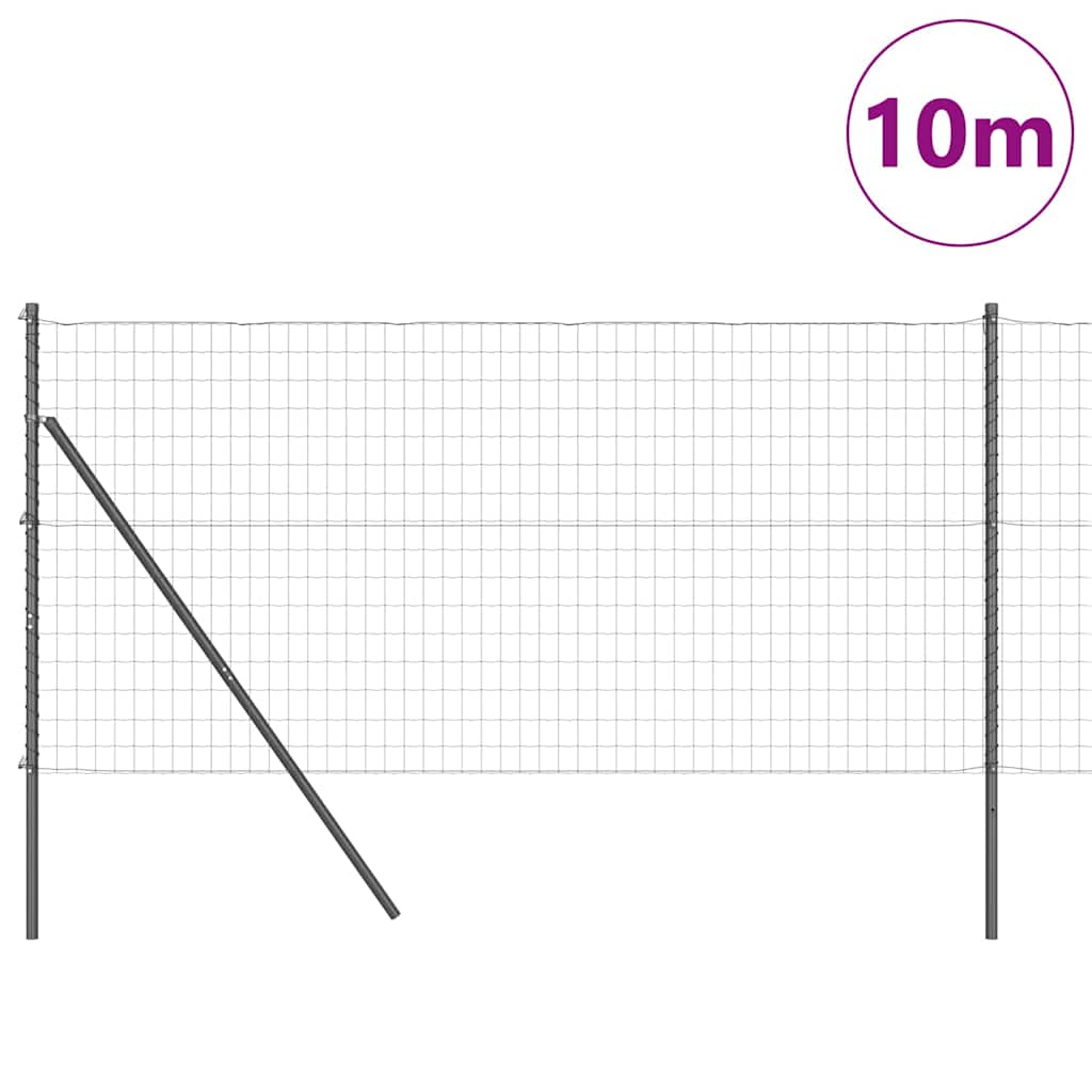 vidaXL Euro Fence Ground Fix 10 x 1 m PVC-Coated Steel Grey Mesh 3