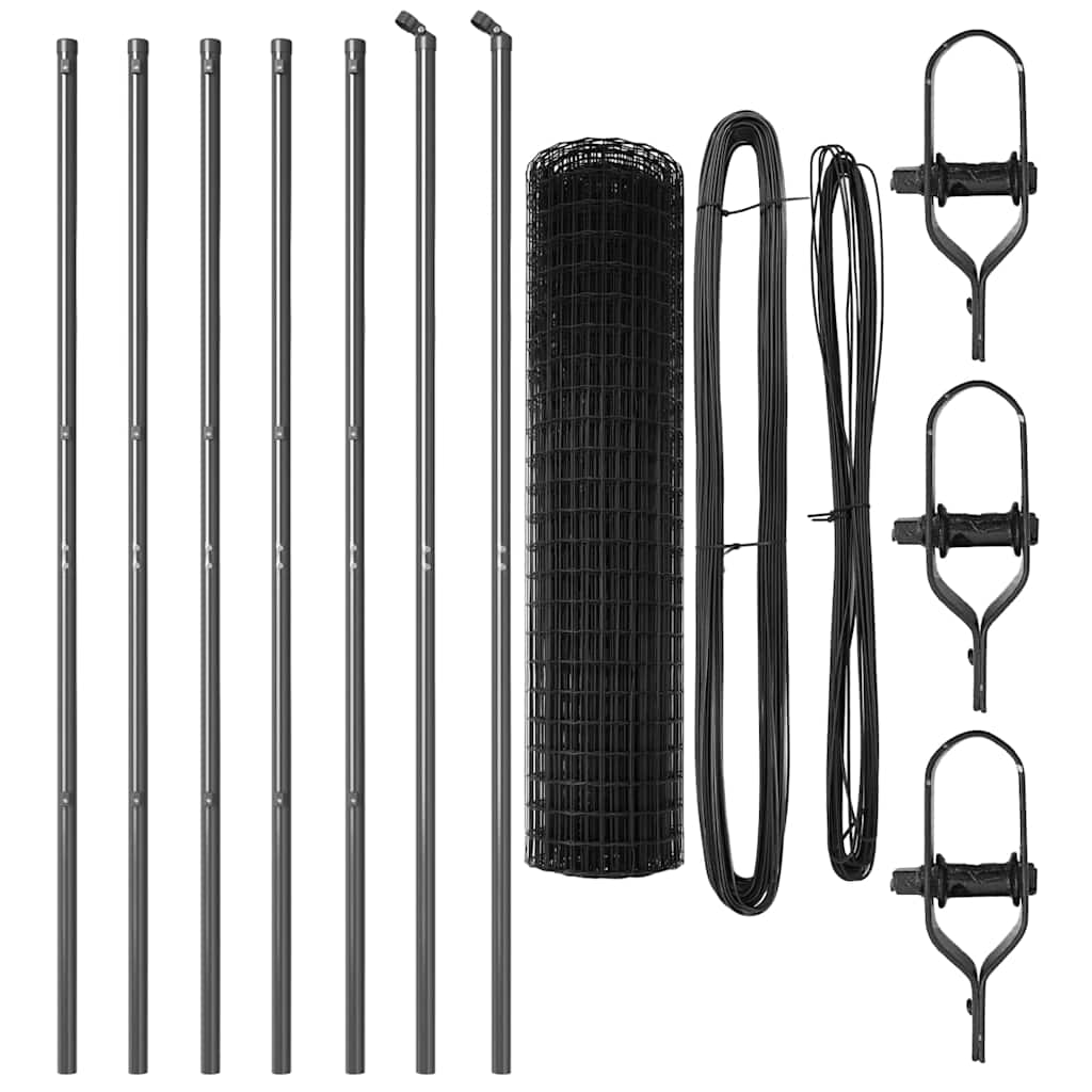 vidaXL Euro Fence Ground Fix 10 x 1 m PVC-Coated Steel Grey Mesh 5