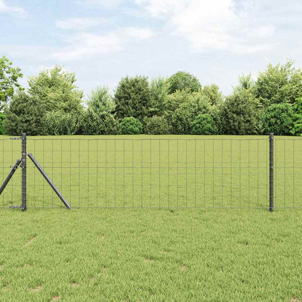 vidaXL Euro Fence Ground Fix 10 x 0.4 m PVC-Coated Steel Grey Mesh 1