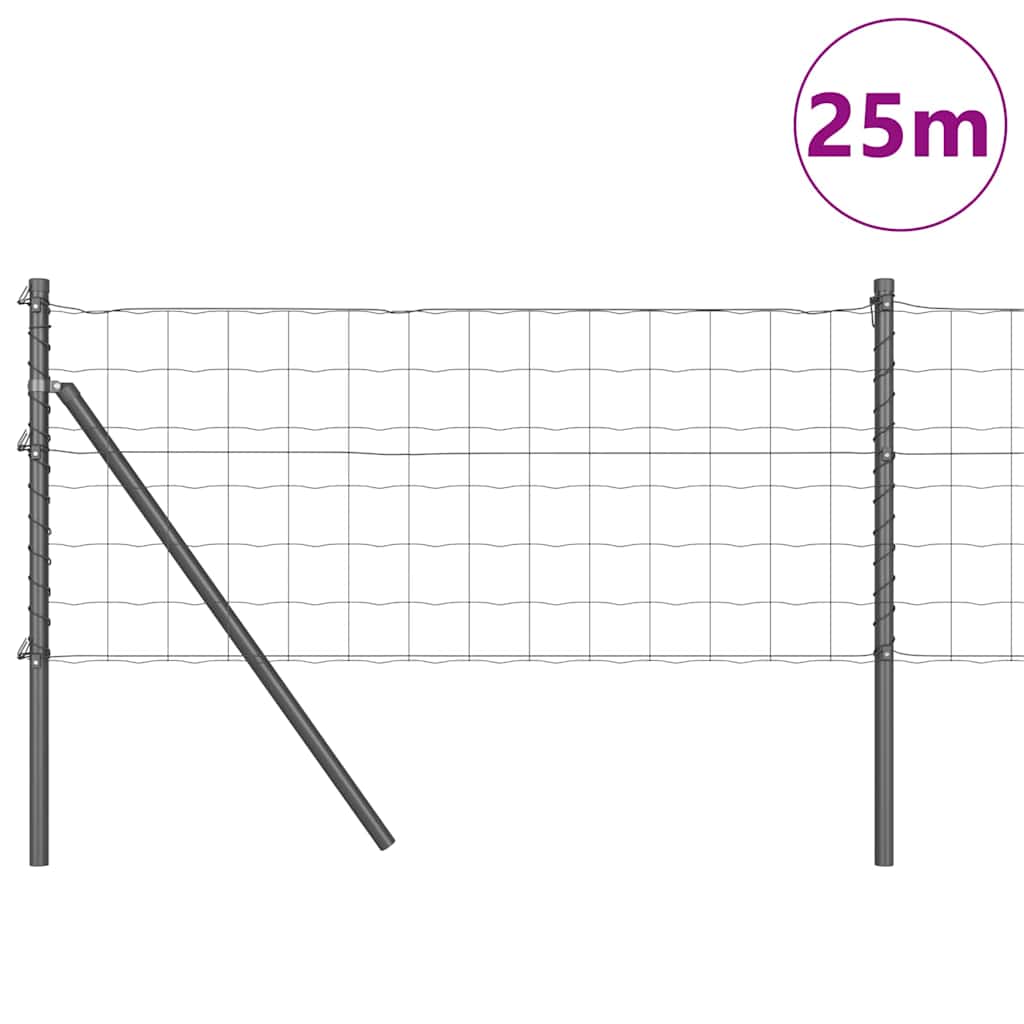 vidaXL Euro Fence Ground Fix 25 x 0.4 m PVC-Coated Steel Grey Mesh 3