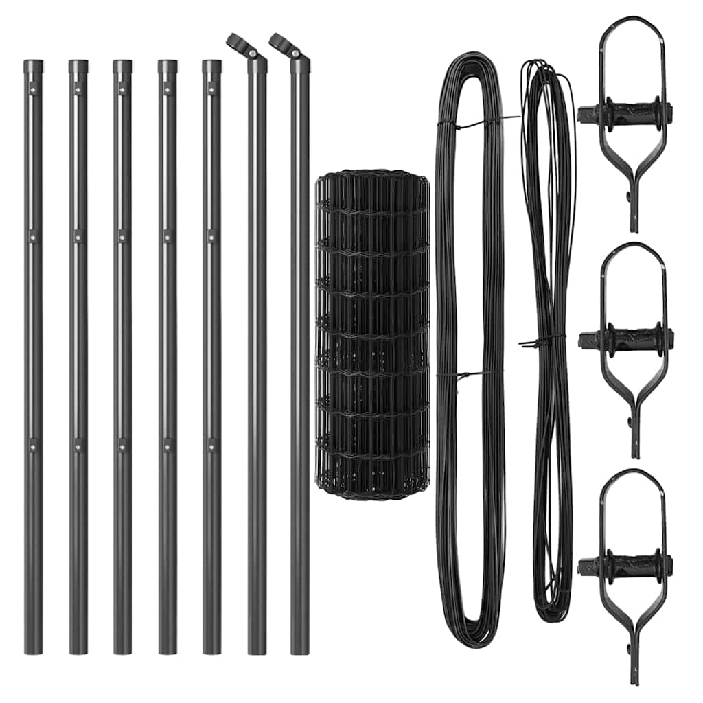 vidaXL Euro Fence Ground Fix 10 x 0.4 m PVC-Coated Steel Grey Mesh 5