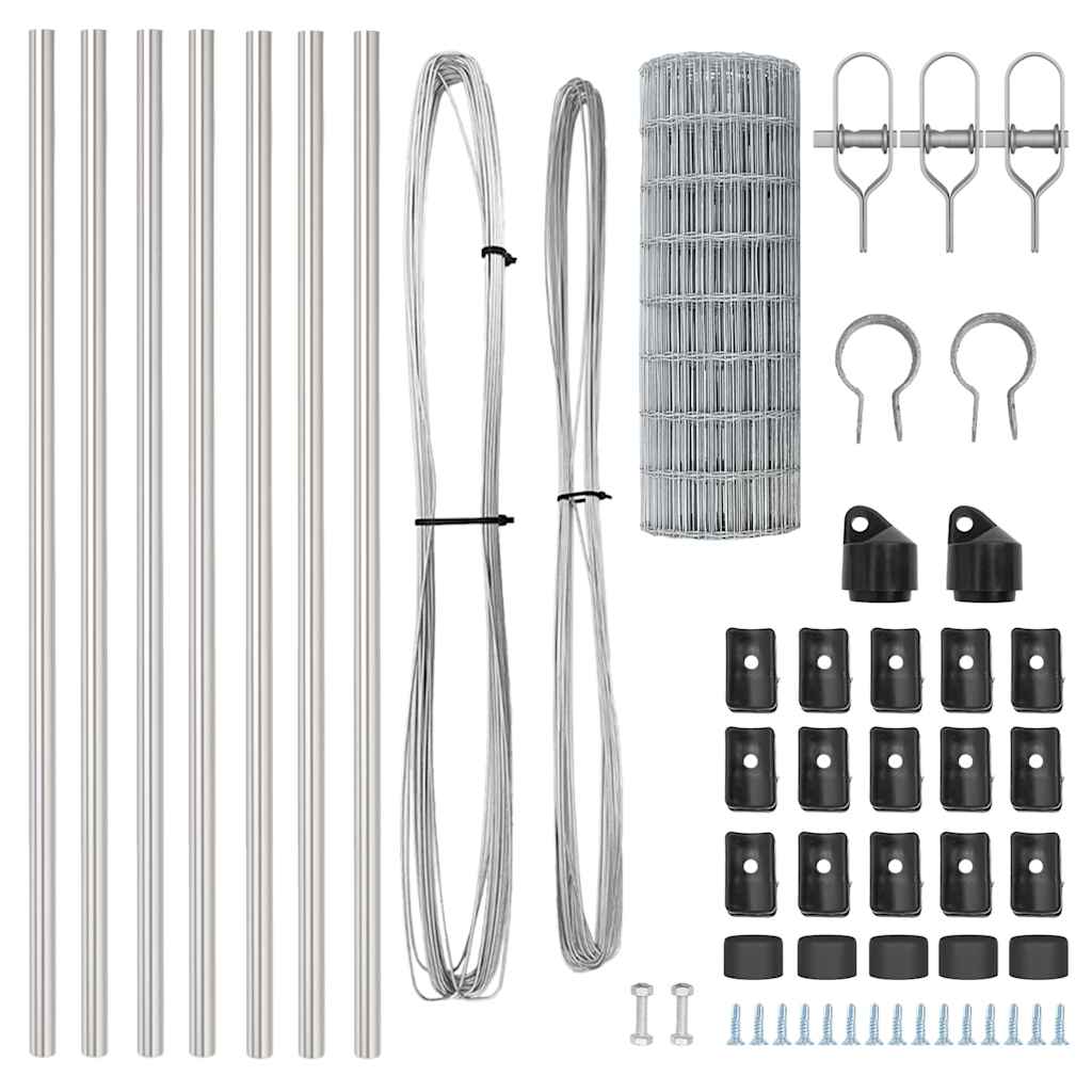 vidaXL Euro Fence Ground Fix 10 x 0.4 m Galvanised Steel Silver Mesh 6