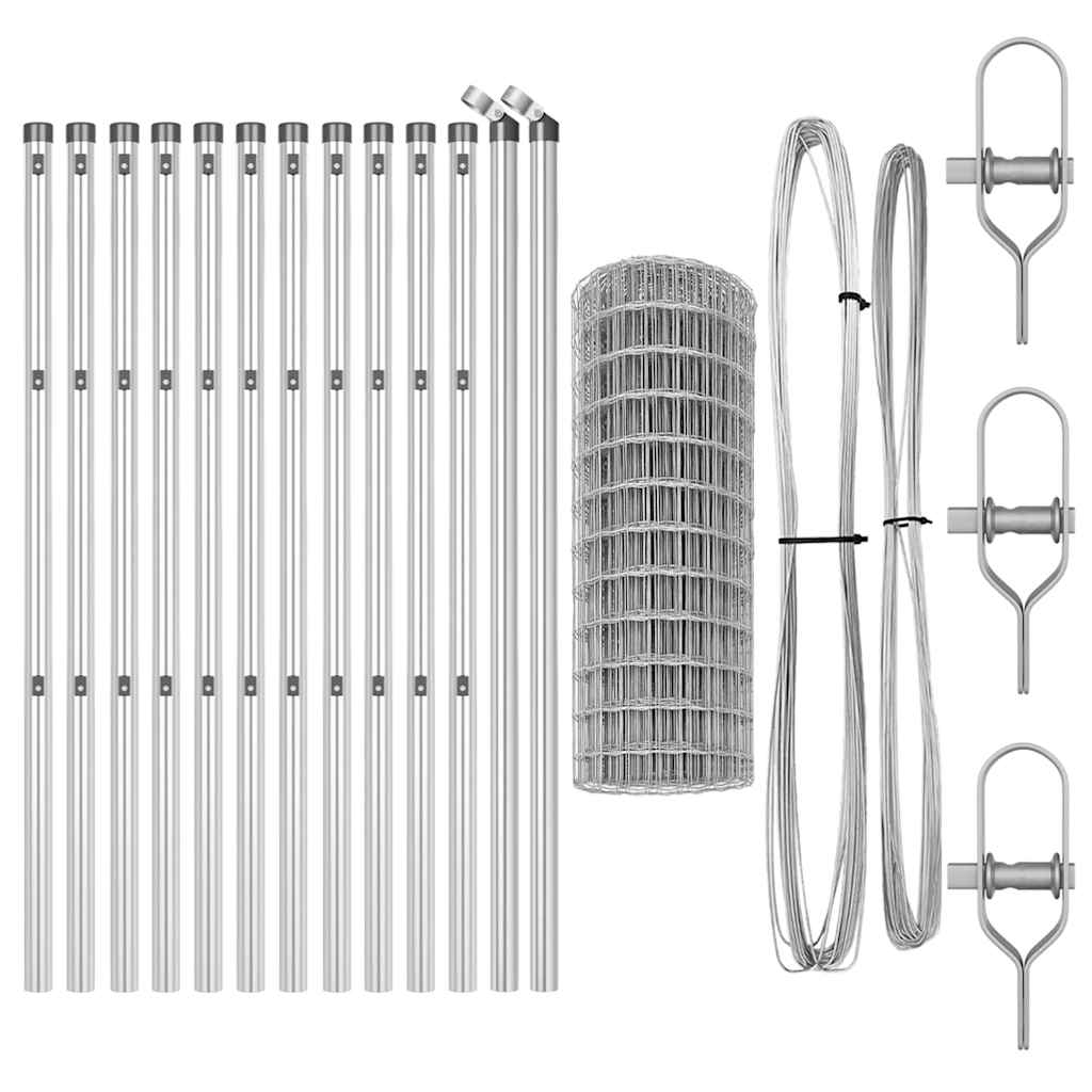 vidaXL Outdoor Euro Fence Ground Fix 25 x 0.6 m Galvanised Steel Mesh 5