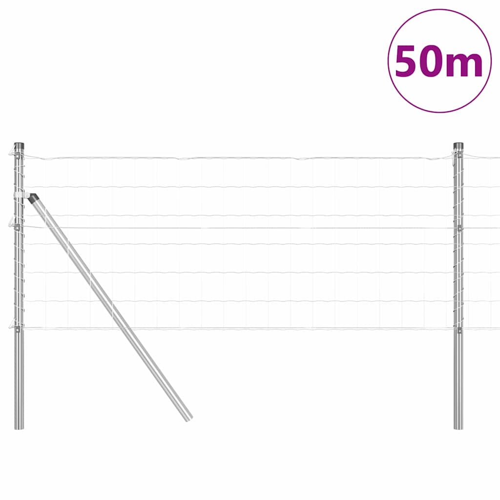 Euro Fence 50 x 0.4 m Silver Mesh Ground Fix Galvanised Steel 0.6 m 75 x 100 mm mesh