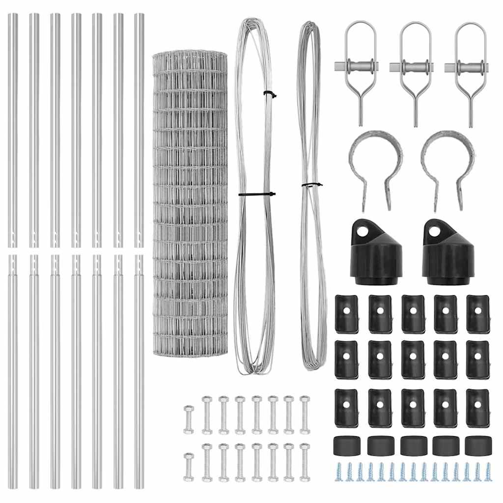 Outdoor Euro Fence 25 x 1 m Silver Ground Fix Galvanised Steel 76 x 64 mm mesh