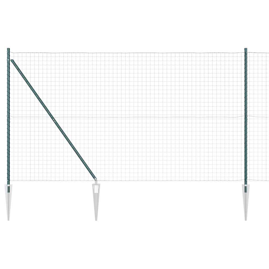 Euro Fence with Spikes 10 x 1 m PVC-Coated Steel Mesh Spike Anchor Fix Green mesh Size 50 x 50 mm mesh 1.5 m