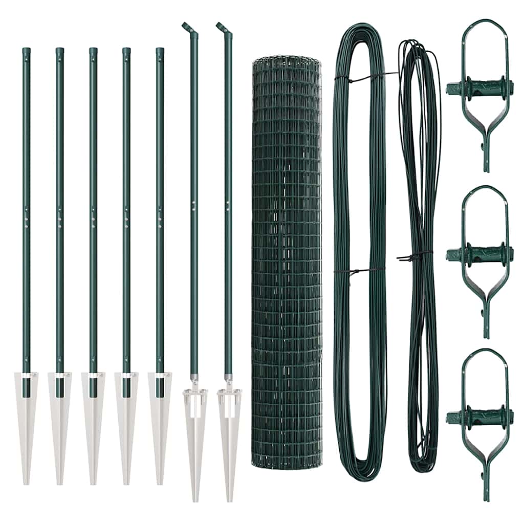 Euro Fence with Spikes 10 x 1 m PVC-Coated Steel Mesh Spike Anchor Fix Green mesh Size 50 x 50 mm mesh 1.5 m
