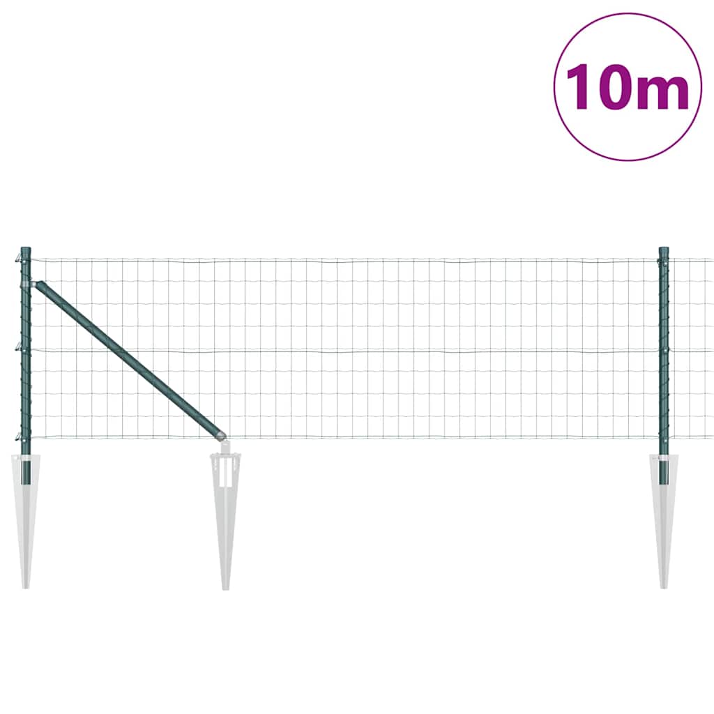 vidaXL Euro Fence with Spikes 10 x 0.6 m PVC-Coated Steel Green Mesh 3