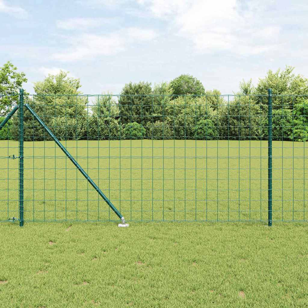 vidaXL Euro Fence with Spikes 10 x 1 m PVC-Coated Steel Mesh Spike Anchor Fix Green mesh Size 100 x 100 mm mesh