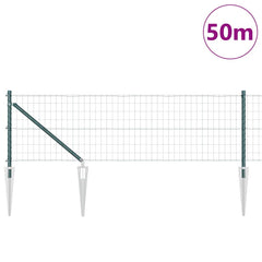 Euro Fence with Spikes 50 x 0.4 m PVC-Coated Steel Mesh Spike Anchor Fix Green 0.4 m 50 x 100 mm mesh