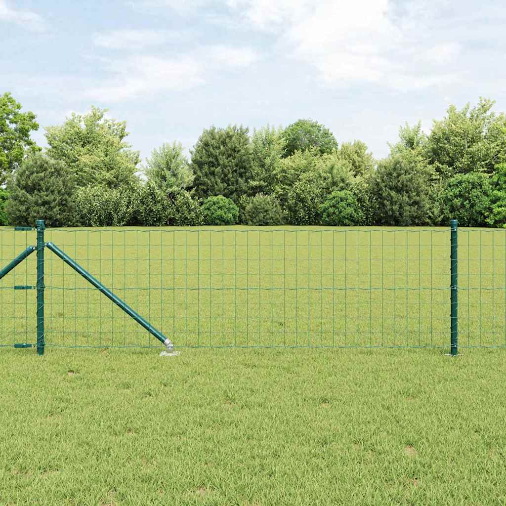 vidaXL Euro Fence with Spikes 10 x 0.6 m PVC-Coated Steel Green Mesh 1