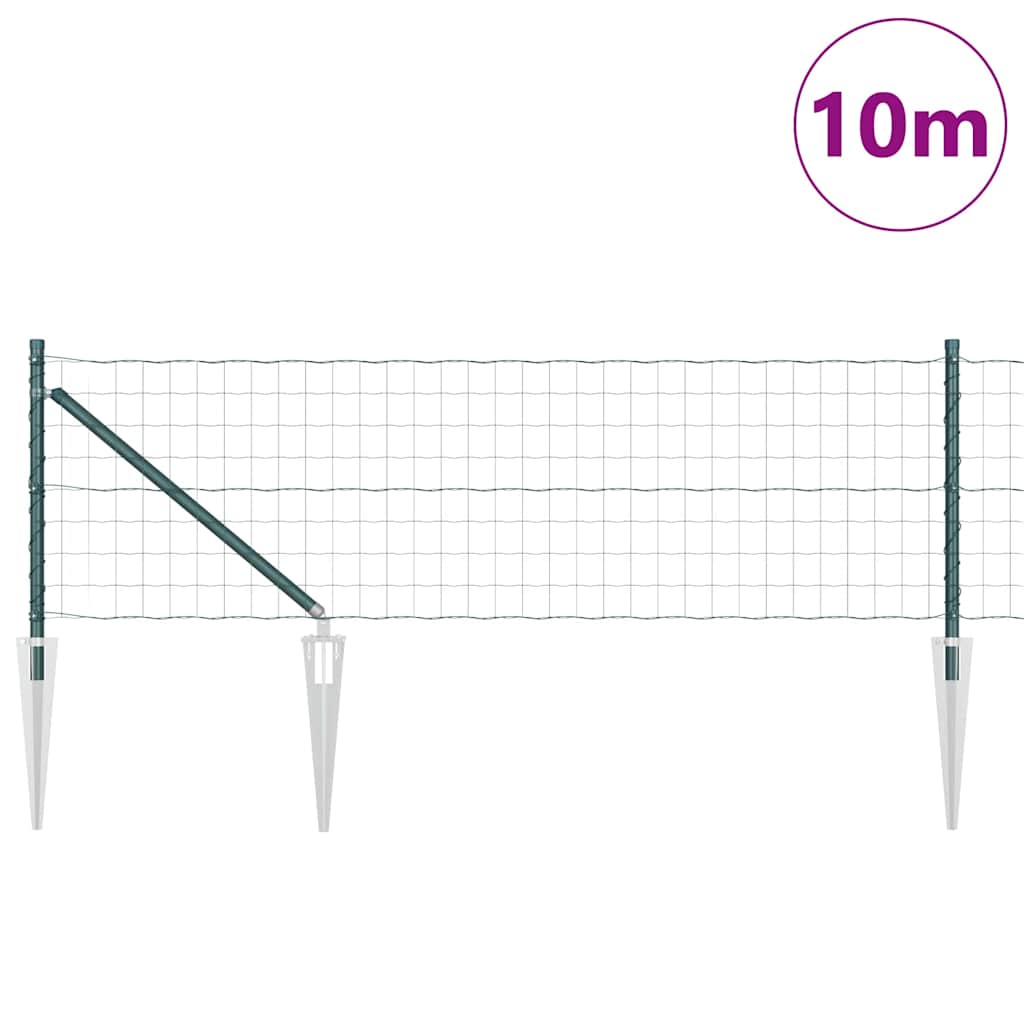 vidaXL Euro Fence with Spikes 10 x 0.6 m PVC-Coated Steel Green Mesh 3