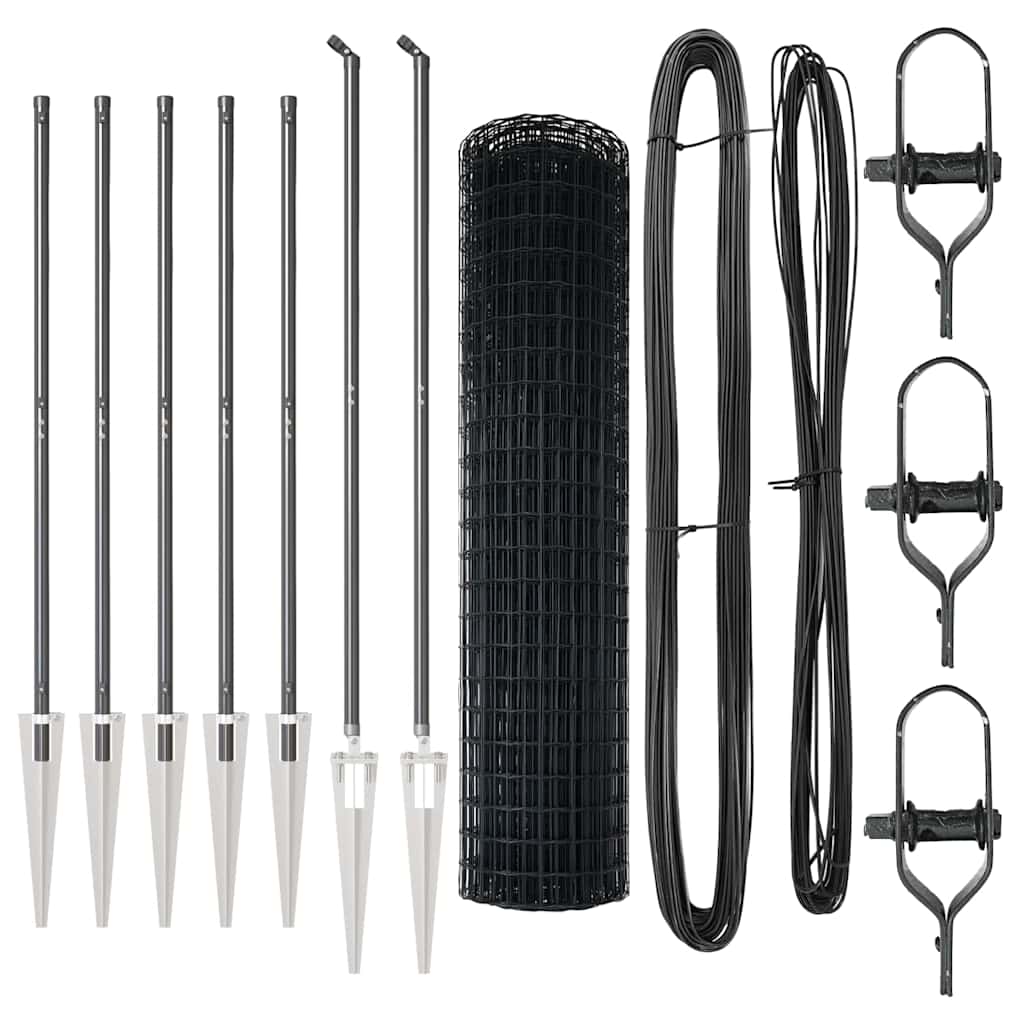 Euro Fence with Spikes 10 x 1 m PVC-Coated Steel Mesh Spike Anchor Fix Grey mesh Size 50 x 75 mm mesh 1.4 m
