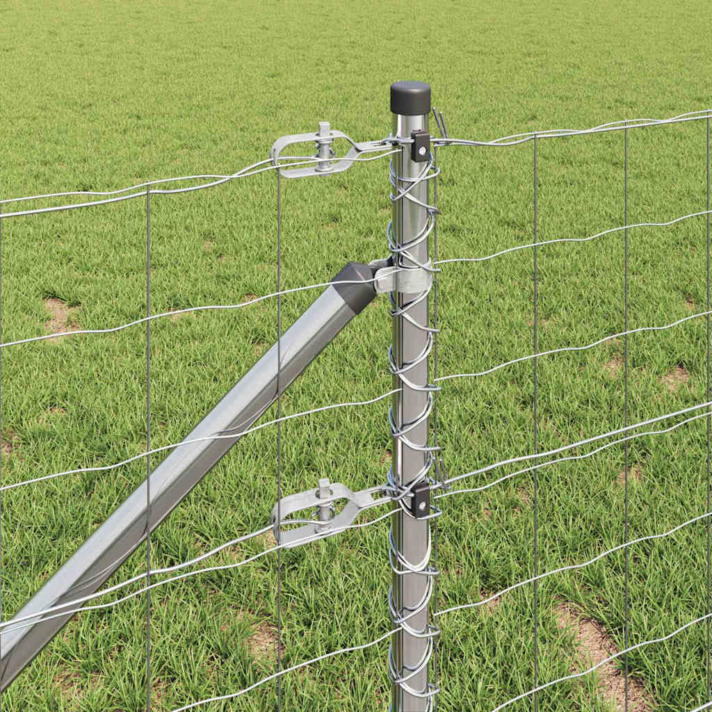 Euro Fence with Spikes 10 x 1.6 m Silver Mesh Spike Anchor Fix Galvanised Steel mesh Size 100 x 100 mm mesh 0.6 m