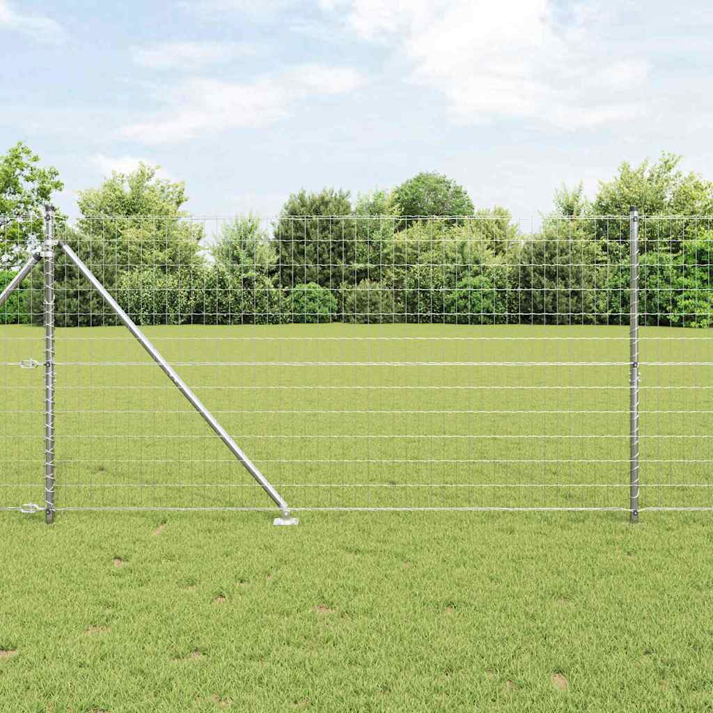 Euro Fence with Spikes 25 x 1.2 m Silver Mesh Spike Anchor Fix Galvanised Steel 50 x 100 mm mesh