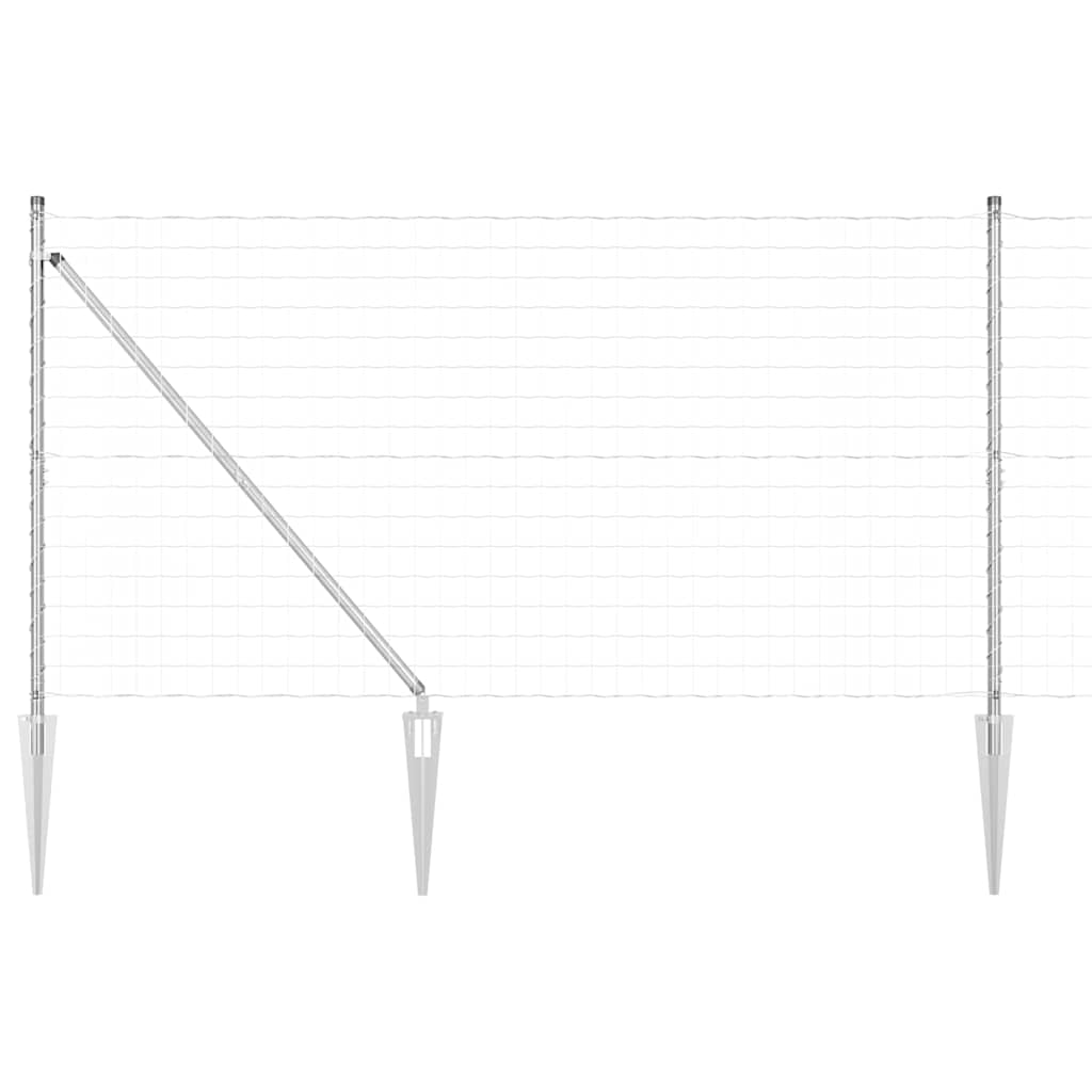 Euro Fence with Spikes 25 x 1.2 m Silver Mesh Spike Anchor Fix Galvanised Steel 76 x 64 mm mesh