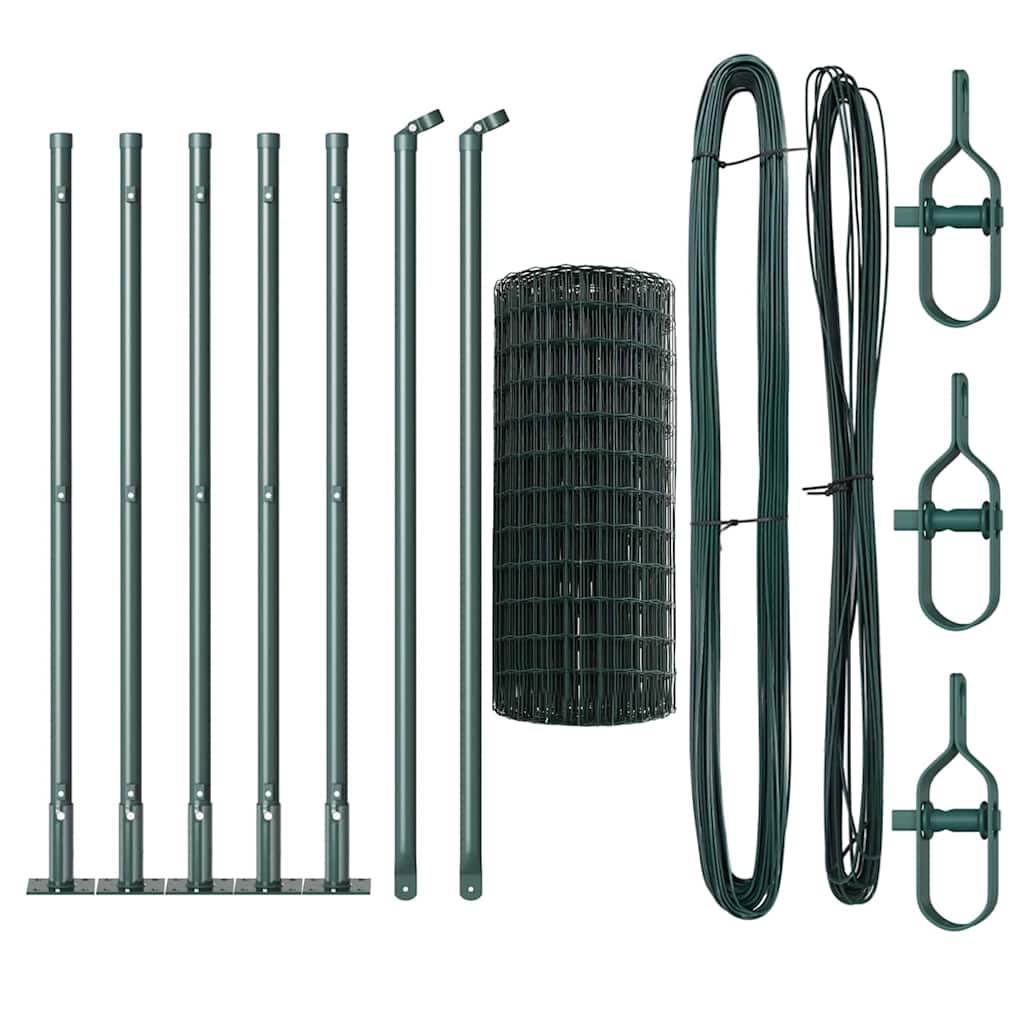 vidaXL Euro Fence with Concrete Base 10 x 0.4 m PVC-Coated Steel Green 6