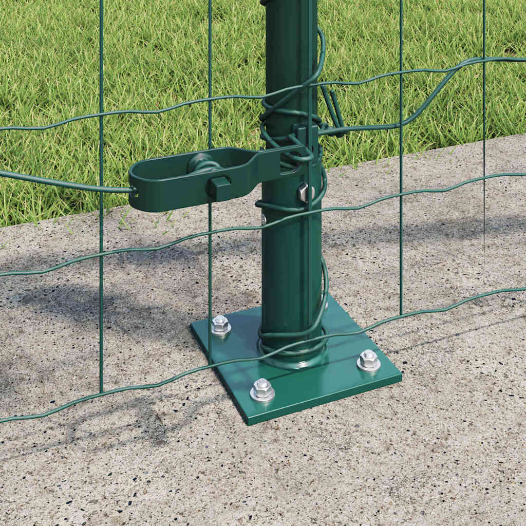Euro Fence with Concrete Base 25 x 0.8 m PVC-Coated Steel Concrete Base Fix Green 76 x 63 mm mesh